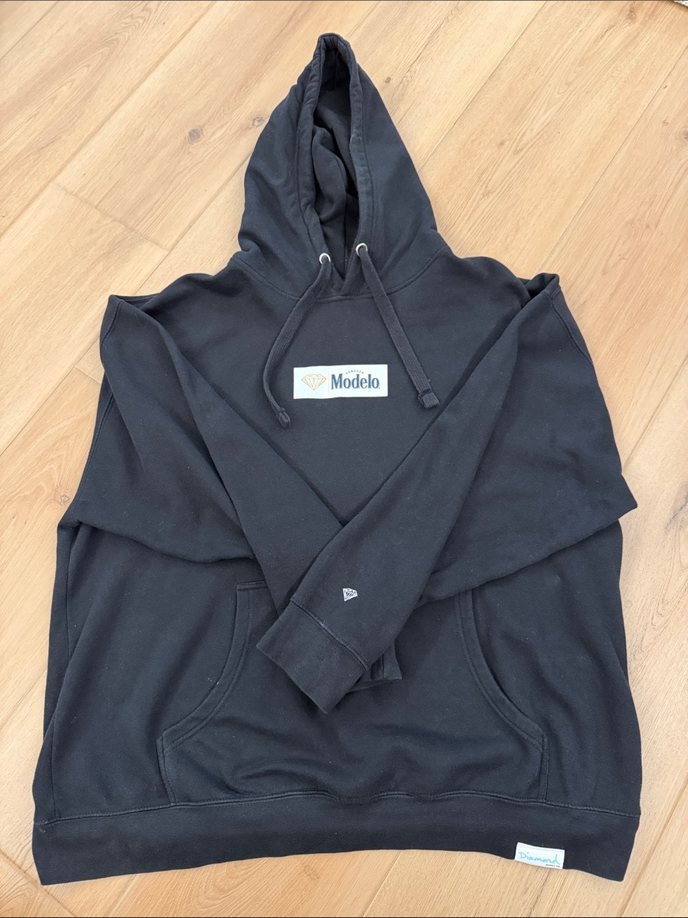 Diamond Suppy Co Black Pullover Hoodie with Chest and back Modelo Logo